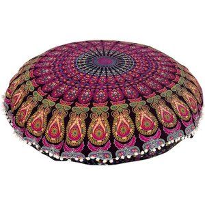 32" Purple Mandala Floor Pillow Cushion Seating Throw Cover Hippie Decorative